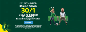 Paddy Power Free Bets: Ireland vs England 30/1 On A